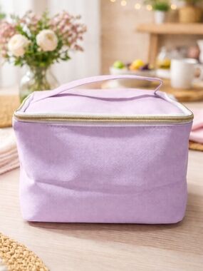 Lavender Canvas Cosmetic Box Bag